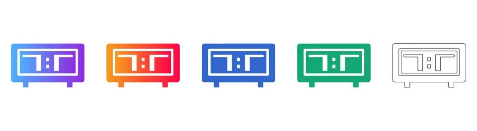 Digital Time Display Clock Icon Set Stock Illustration