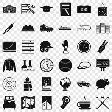 Digital time icons set, simple style Stock Illustration