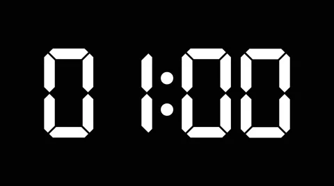 Digital timer of 60 seconds with complete sixtieths - white on black - 60fps Stock Footage