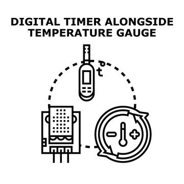 Digital timer and temperature gauge concept Stock Illustration