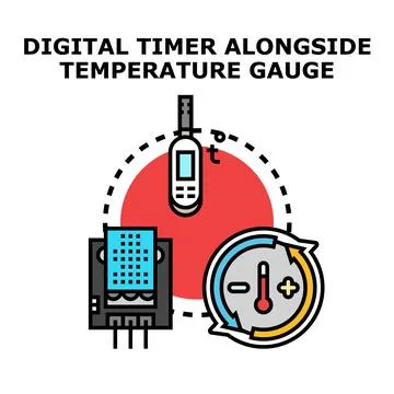 Digital timer and temperature gauge concept Stock Illustration
