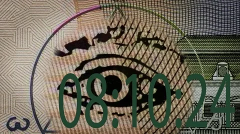 Digital timer on banknote magnifier Stock Footage 62726161