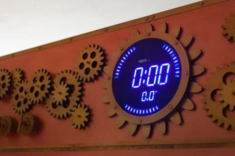 Digital timer on the copper panel Stock Photos