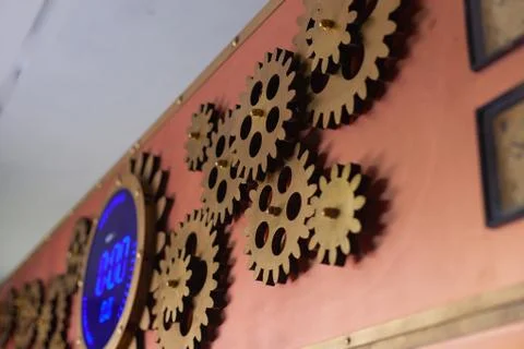 Digital timer on the copper panel Stock Photos