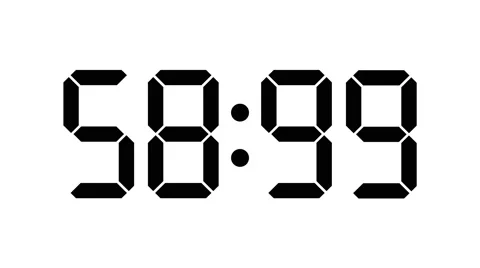 Digital timer countdown of 60 seconds with regular hundredths, on white - 60fps Stock Footage 51912471