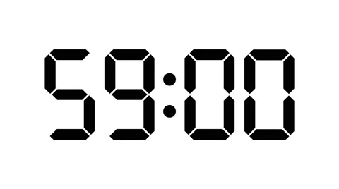 Digital timer countdown of 60 seconds with regular hundredths - On white - 30fps Stock Footage 51925748