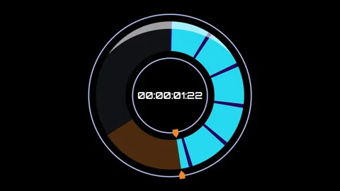 Digital timer countdown measuring time on black background Stock Footage 336741904