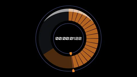 Digital timer countdown measuring time on black background Stock Footage 336741906