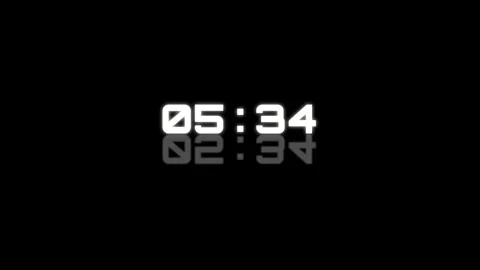 Digital timer counter 0-12 hours with reflection on black background. 4K Vidéo 340882745