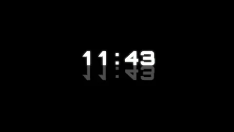 Digital timer counter 0-24 hours with reflection on black background. 4K Stock Footage 340882752