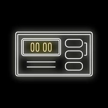 Digital timer counter neon glow display interface Stock Illustration
