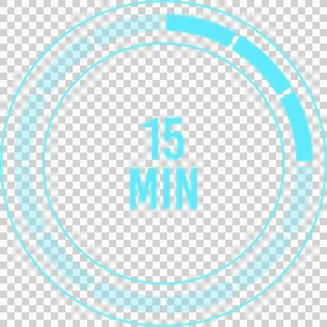 A digital timer counts down to 15 minutes, surrounded by a circular segment.. 스톡 일러스트