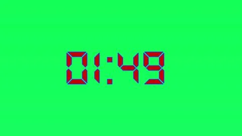 Digital timer display showing time zero one forty nine in red seven segment.. Stockillustratie