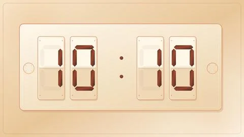 Digital timer displaying 00 10 on beige background Stock Illustration