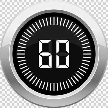 Digital timer displaying 60 seconds with a circular frame and tick marks ar.. Stock Illustration