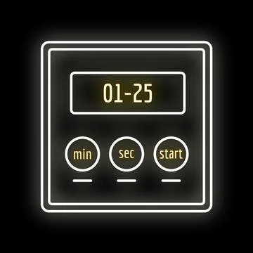 Digital timer displaying time with glowing neon effect Stockillustratie