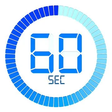Digital timer icon, countdown from 60 seconds. 3D rendering Stock Illustration