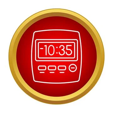 Digital timer icon displaying countdown on red background 스톡 일러스트