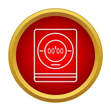 Digital timer icon displaying zero on red button Stockillustratie