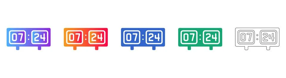 Digital Timer Interface Icon Set Stockillustratie