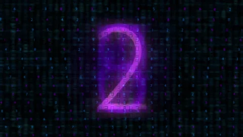 Digital Timer Neon Matrix, Purple Numeric Data Stream Artwork Stock-Footage 323002756