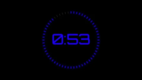Digital Timer One Minute Countdown - Blue LED Display on Black Background Stock Footage 332413825