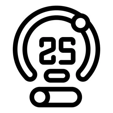 Digital timer showing twenty five minutes cooking time left icon Stock Illustration