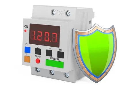 Digital timer switch with shield, 3D rendering Stock Illustration