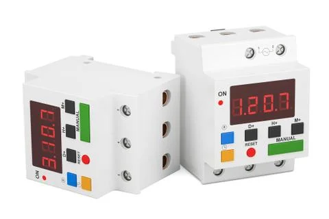 Digital timer switches, 3D rendering Illustrazione stock