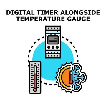 Digital timer, temperature gauge, and climate control concept Stock Illustration
