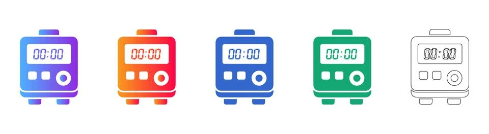 Digital Timer Vector Icon Set Stock Illustration