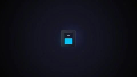 Digital toggle switch with glowing blue light on dark background Stock Footage 346506626