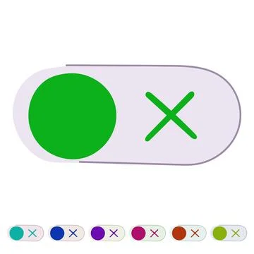 Digital toggle switch indicating on status controlling options graphic Stock Illustration