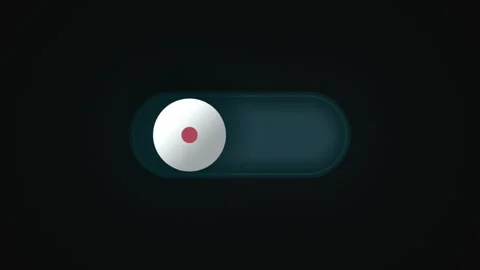 Digital toggle switch interface button turning on and off with glowing cyan neon 動画素材 334668829