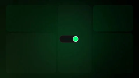 Digital toggle switch sliding to on position on dark green interface Stock Footage 346506611