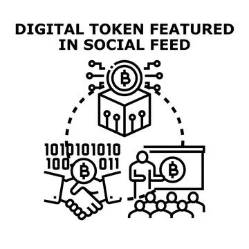 Digital token blockchain finance and social interaction concept 스톡 일러스트