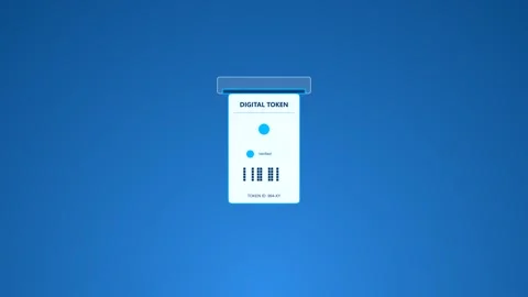 Digital token card sliding down animation on blue background Stock Footage 347013251