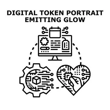 Digital token concept connecting data and human emotion Illustrazione stock