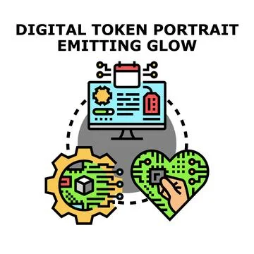 Digital token concept connecting data and human emotion Stock Illustration