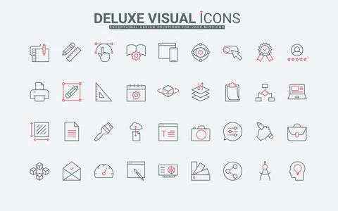 Digital tools for graphic design and art ideas portfolio, typography line icons イラスト素材