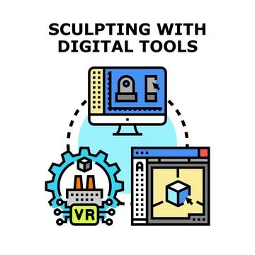 Digital tools optimizing 3d modeling and virtual design Stock Illustration