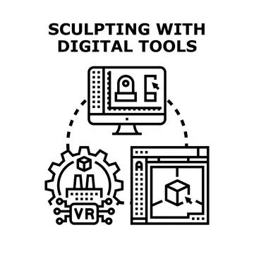 Digital tools optimizing 3d modeling and virtual design Stock Illustration