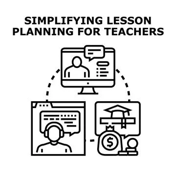 Digital tools simplifying lesson planning for educators Stock Illustration