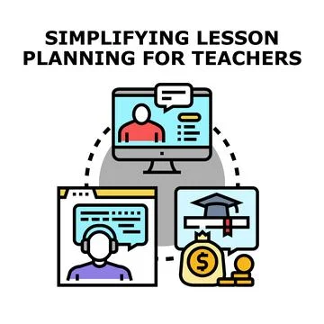 Digital tools simplifying lesson planning for educators Stock Illustration