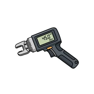 Digital torque wrench hand tool with display screen icon graphic Stock Illustration