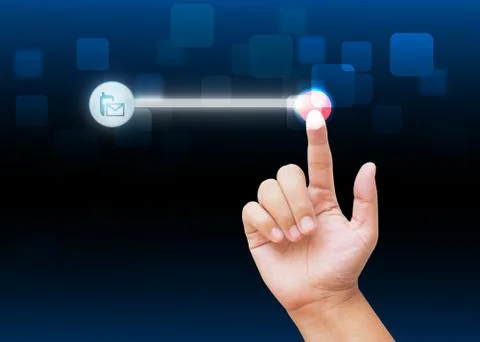 Digital touch screen buttons on technology background Stock Photos