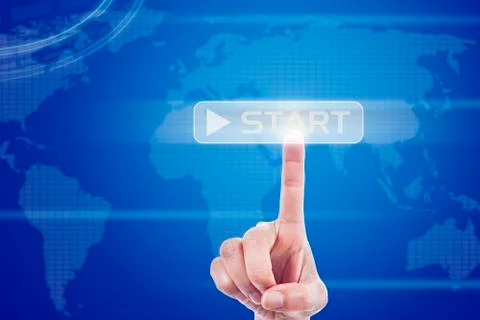 Digital touch screen of global start button Stock Illustration
