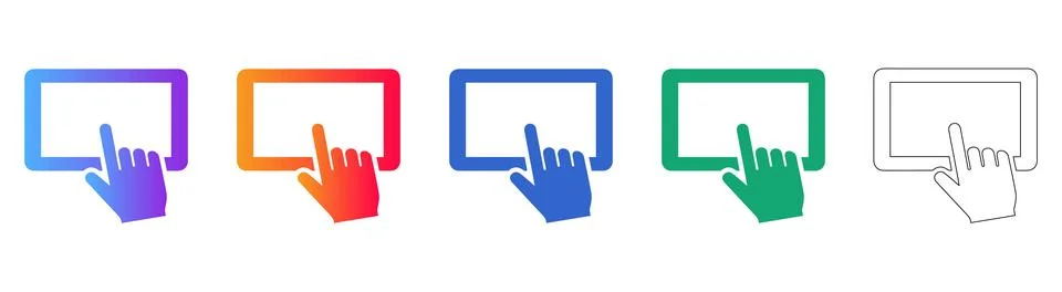Digital Touch Screen Interaction Icons Set Stock Illustration