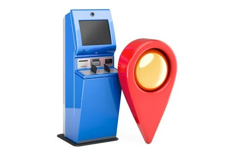 Digital touchscreen terminal with map pointer. 3D rendering 库存插图