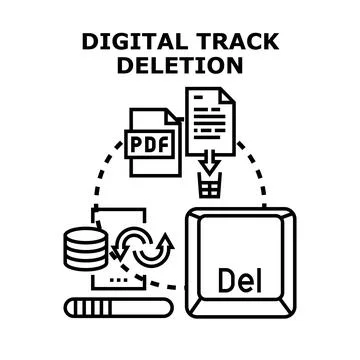 Digital track deletion process managing online personal data 스톡 일러스트